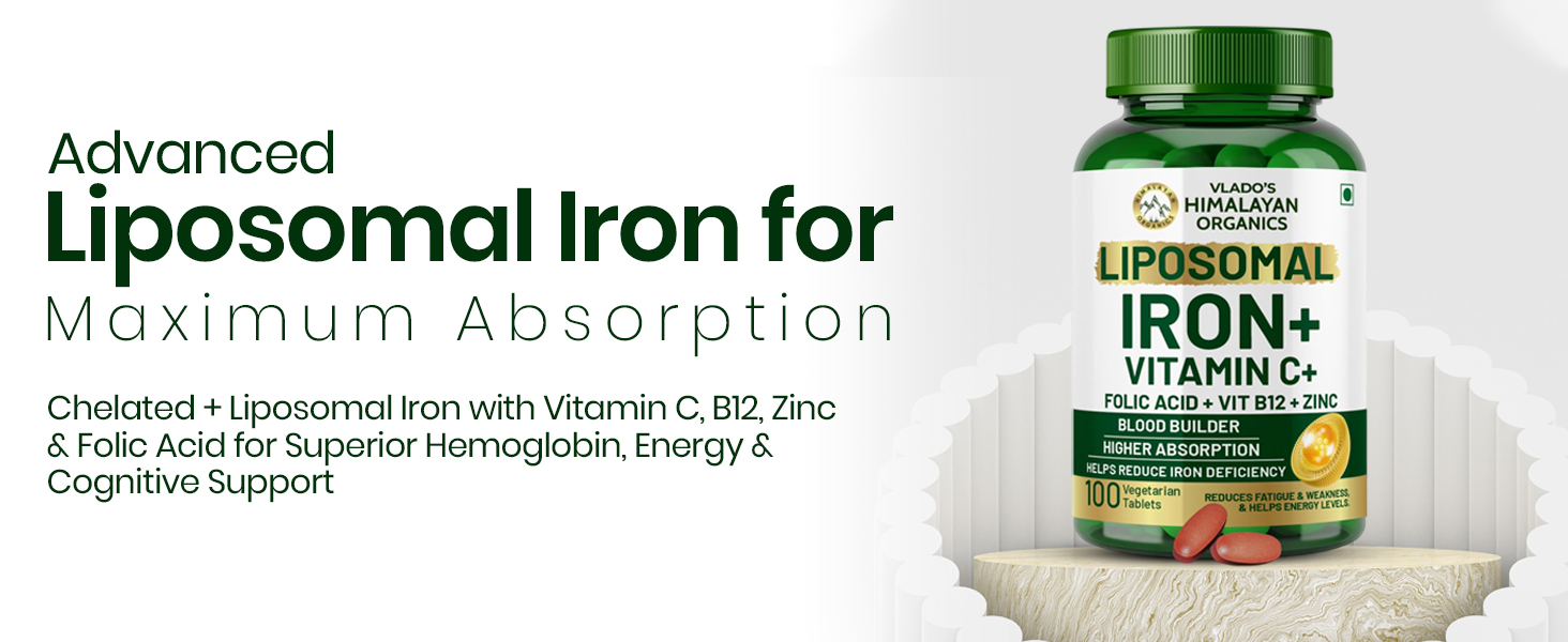 Vlado's Himalayan organics Liposomal Iron + vitamin C - 10 Veg Tablet