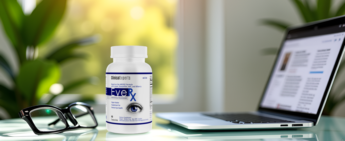 Navan EyeRx Antioxidant AREDS 2 Eye Vitamins & Minerals Supplement for General Eye Health by Clinical Experts - Lutein, Zeaxanthin, NAC, Bilberry, Zinc, Vitamin C - Kosher Certified, 60 Capsules
