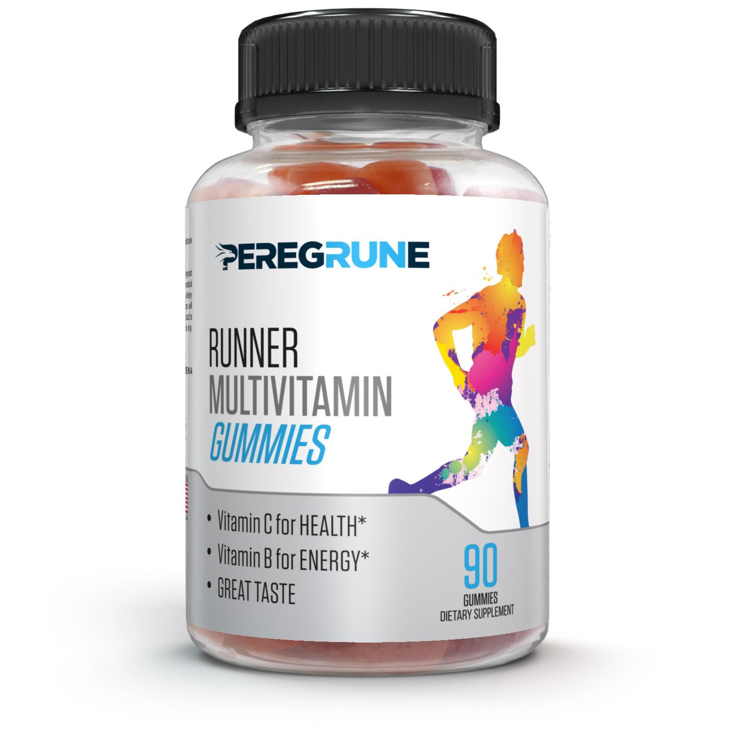 Runner Multivitamin Gummies - Daily Vitamin for Running with Vitamins A, C, D, E, and B Complex – 50% Less Sugar – Antioxidants, Recovery, Endurance, and Energy Gummy – Running Supplement