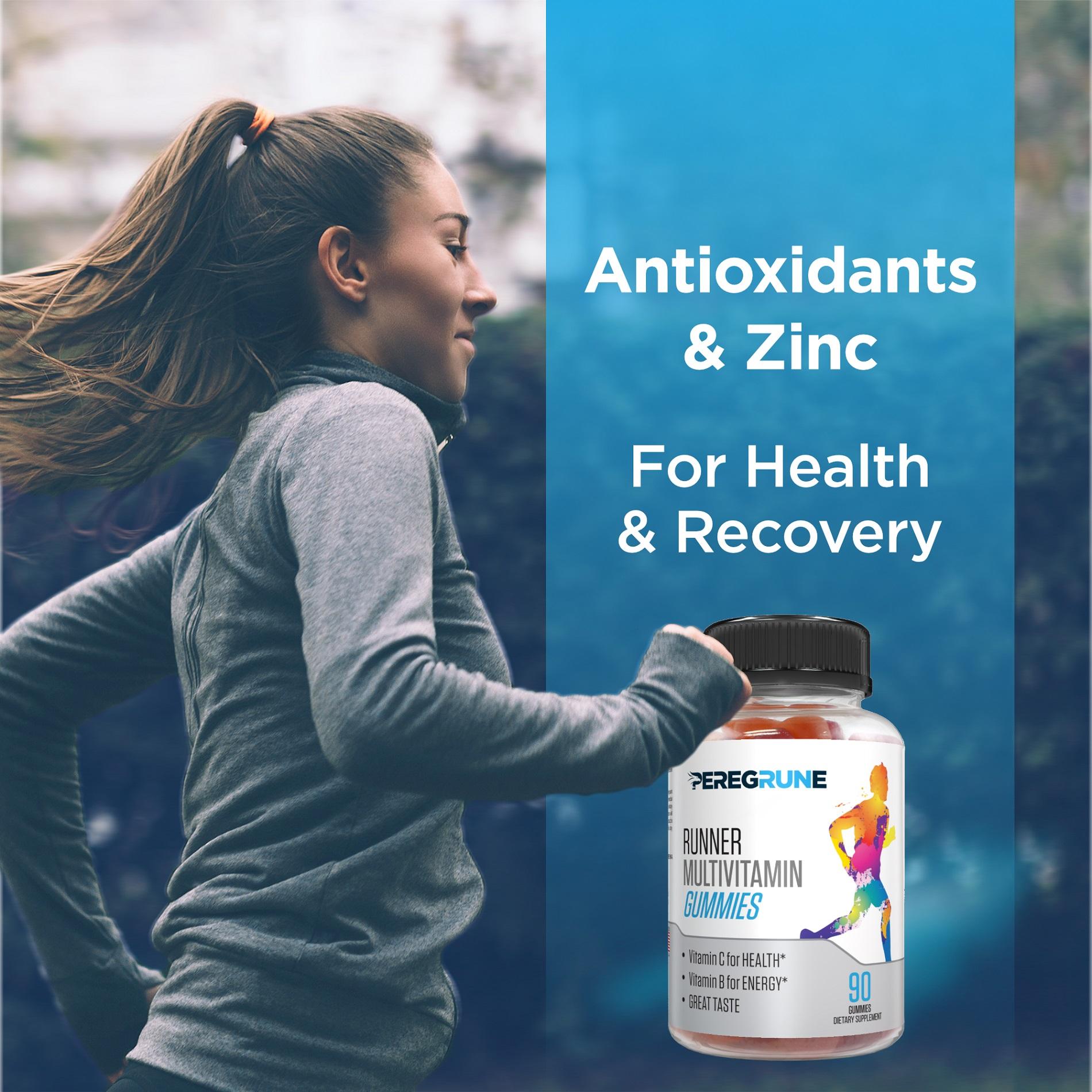 Runner Multivitamin Gummies - Daily Vitamin for Running with Vitamins A, C, D, E, and B Complex – 50% Less Sugar – Antioxidants, Recovery, Endurance, and Energy Gummy – Running Supplement