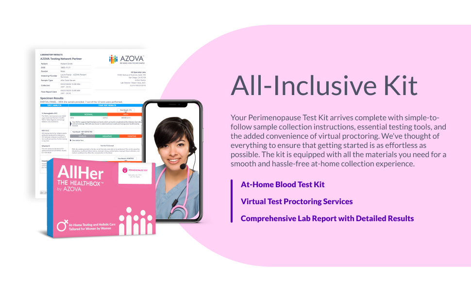 AllHer Perimenopause Test Kit | at-Home Women Hormone Test | Fast with Accurate Results | Early Peri Menopause Testing indcator with Detailed Report | CLIA-Certified | All Her | FSA HSA Eligible