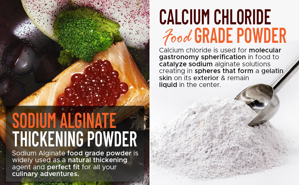Cape Crystal Sodium Alginate and Calcium Chloride – Spherification Value Kit - Practice Molecular Gastronomy, 4-Oz.