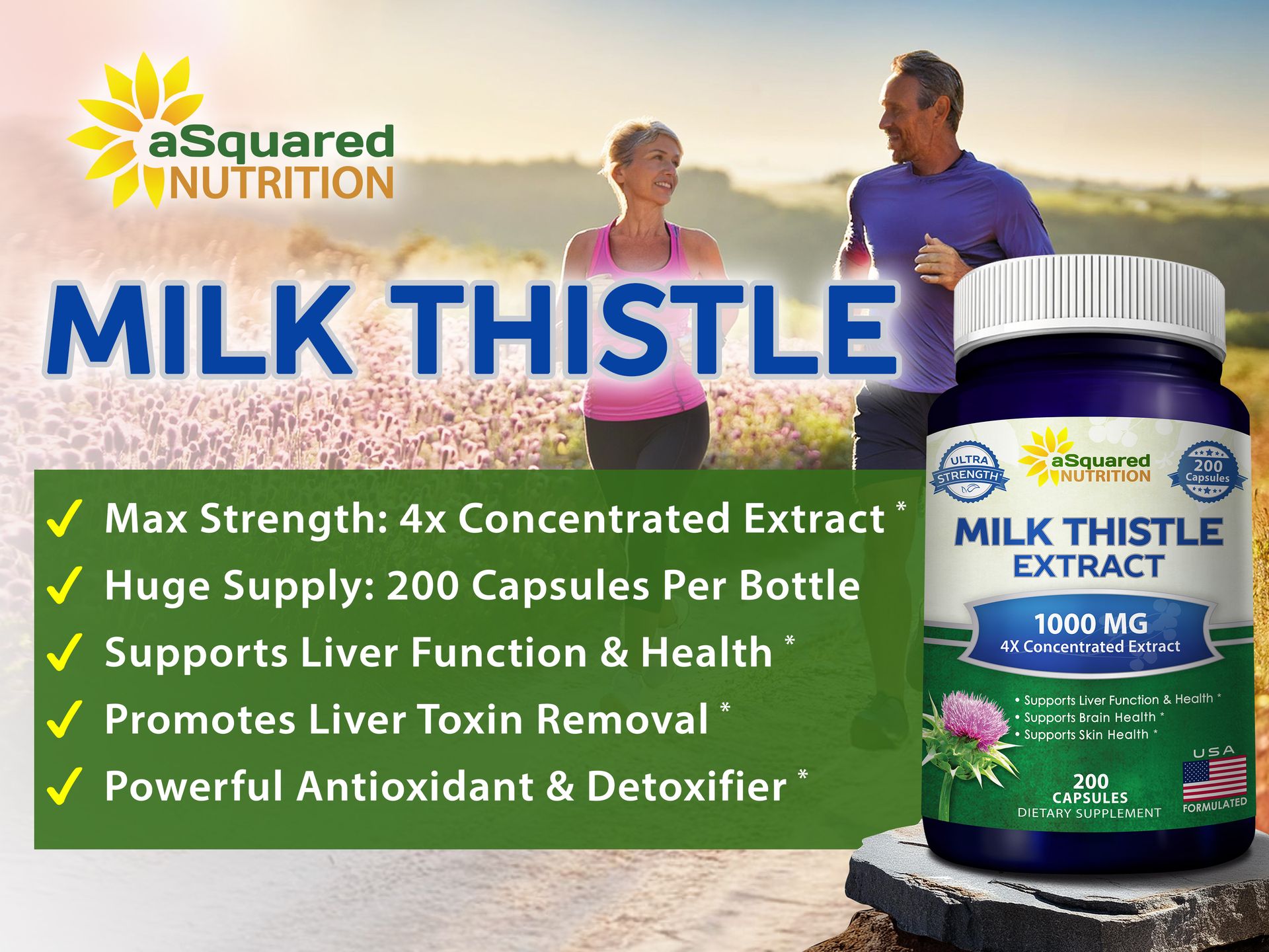 Milk Thistle Supplement - 200 Capsules - Silymarin Extract for Liver Detox