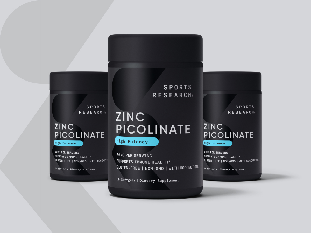 Sports Research® Zinc Picolinate 50mg w/Organic Coconut Oil, 60 Softgels