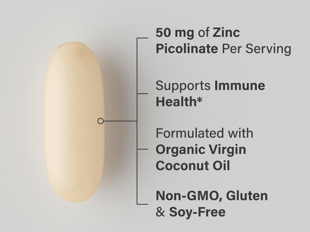 Sports Research® Zinc Picolinate 50mg w/Organic Coconut Oil, 60 Softgels