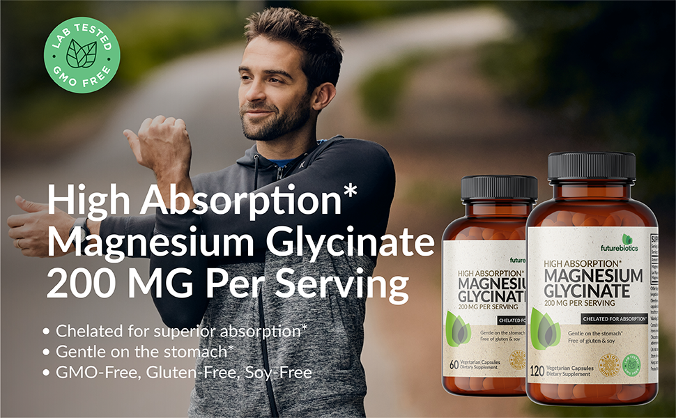 Futurebiotics Magnesium Glycinate 200 mg Buffered, 60 Vegetarian Capsules