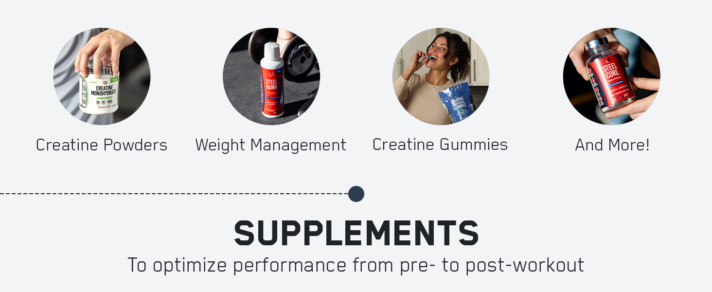 SteelFit Creatine HMB Powder - 5g Creapure Creatine Monohydrate Powder