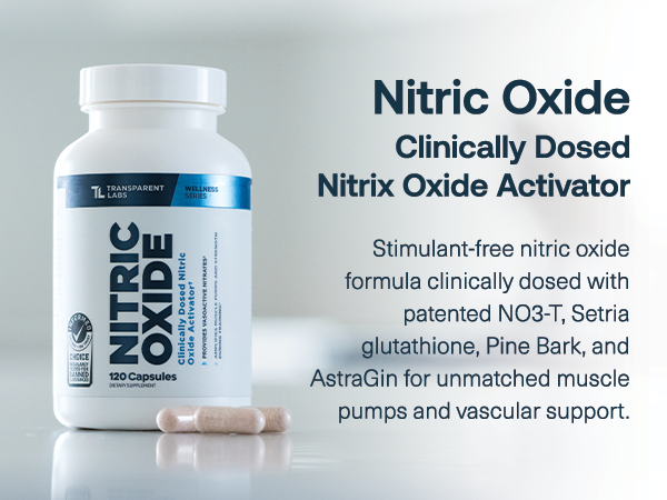 Transparent Labs Nitric Oxide - Nitric Oxide Booster for Men and Women with Arginine Nitrate, Betaine Nitrate, Pine Bark Extract, and Astragin for Nitric Oxide Flow - 120 Count
