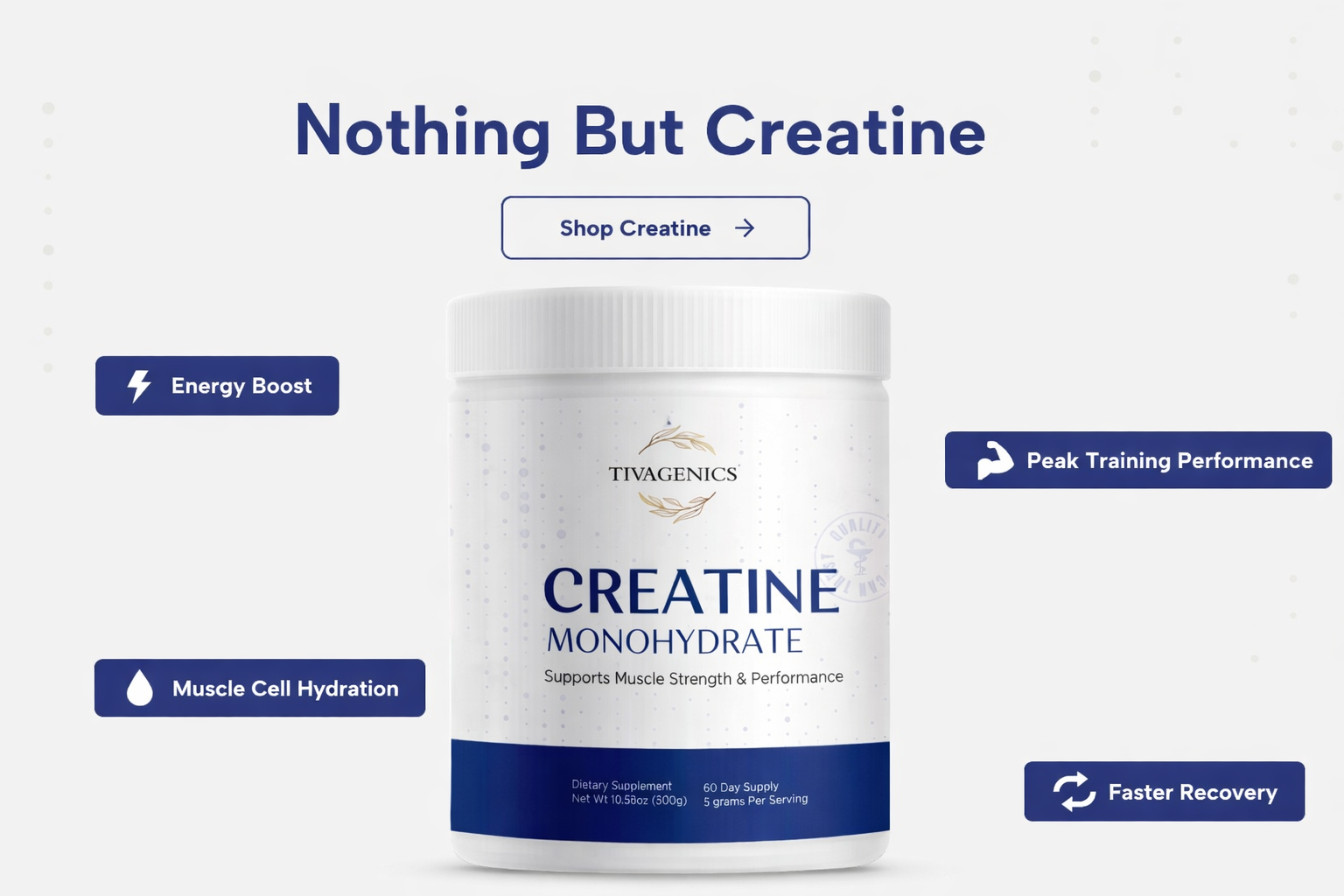 Creatine Monohydrate Powder 300g (60 Servings), Micronized 5g Pure Creatine, Unflavored - Strength Training, Muscle Growth & Recovery - Vegan, for Men & Women