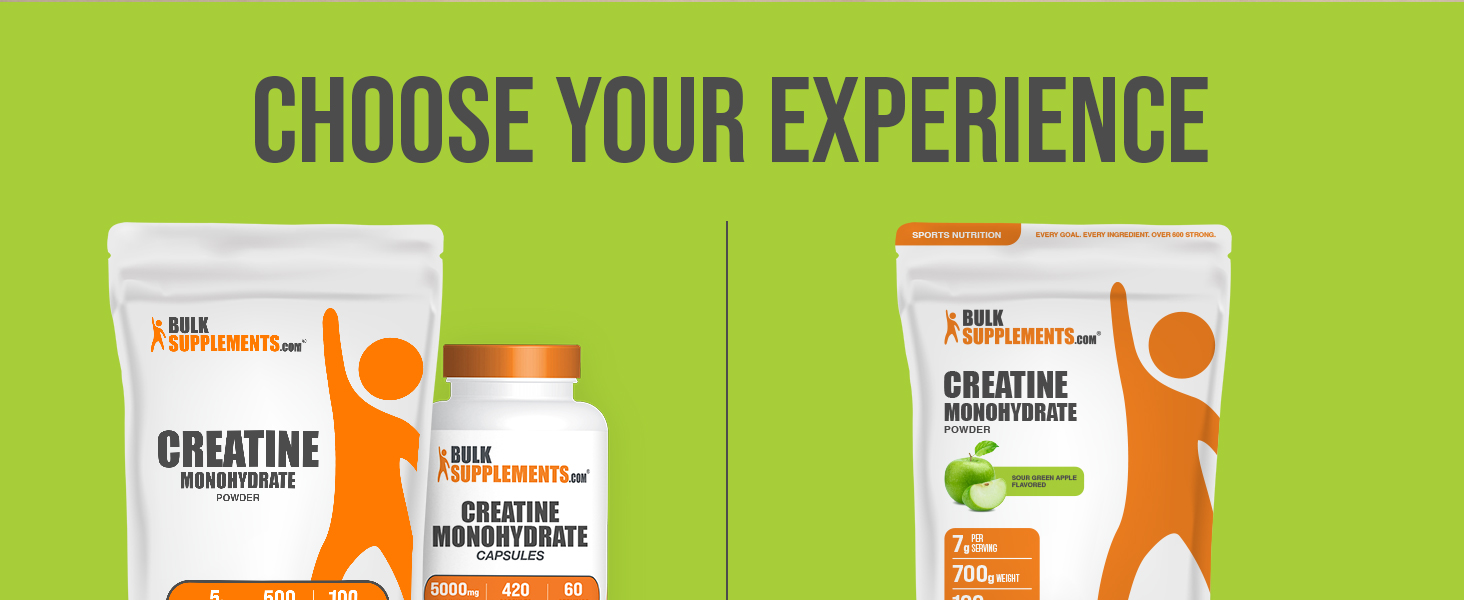BulkSupplements.com Creatine Monohydrate Powder - Creatine Flavored Powder Supplement, Micronized - Sour Green Apple Flavor, 7g per Serving, 700g (1.5 lbs) (Pack of 1)