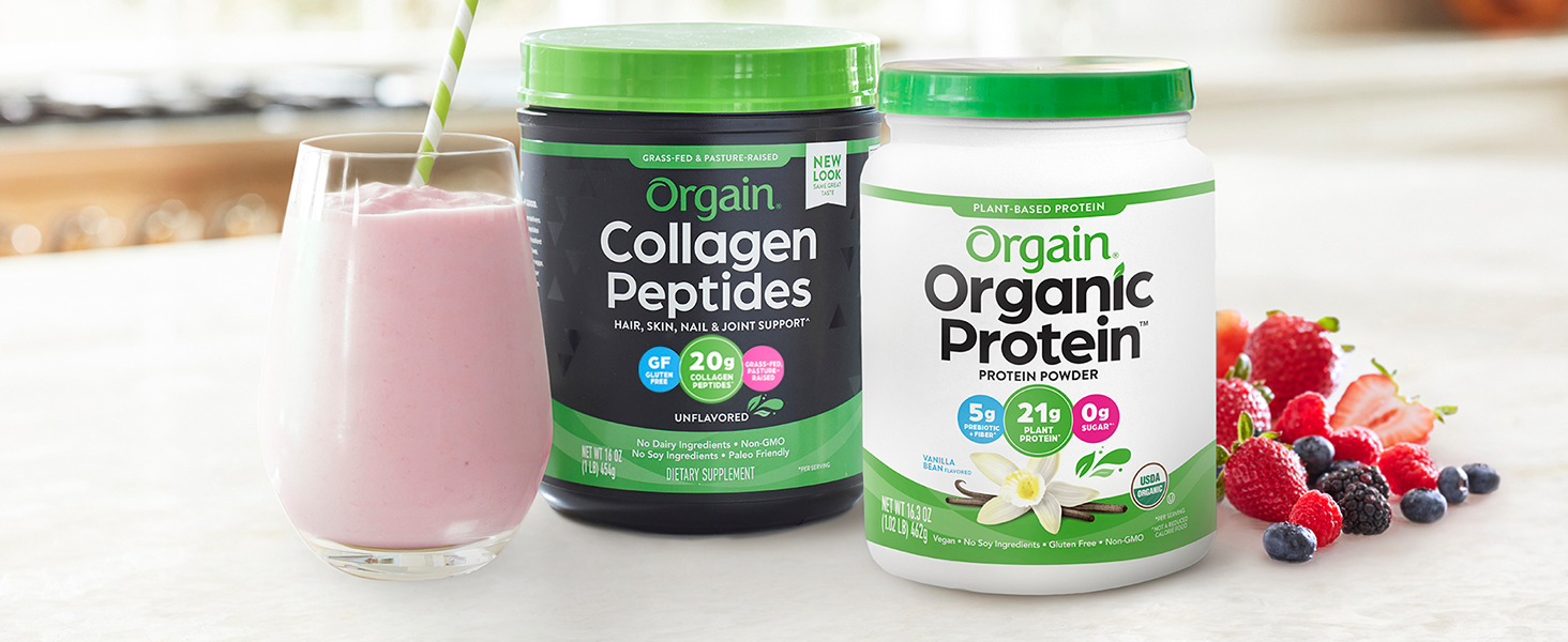 Orgain Hydrolyzed Collagen Peptides Powder For Women & Men, 20g Grass Fed Collagen, Unflavored - Hair, Skin, Nail, & Joint Support Supplement, Paleo & Keto, Non-GMO, Type I and III, 1lb