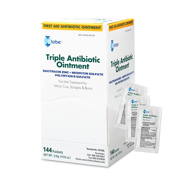 Globe Triple Antibiotic Ointment 0.9g Packets, First Aid 144-Count
