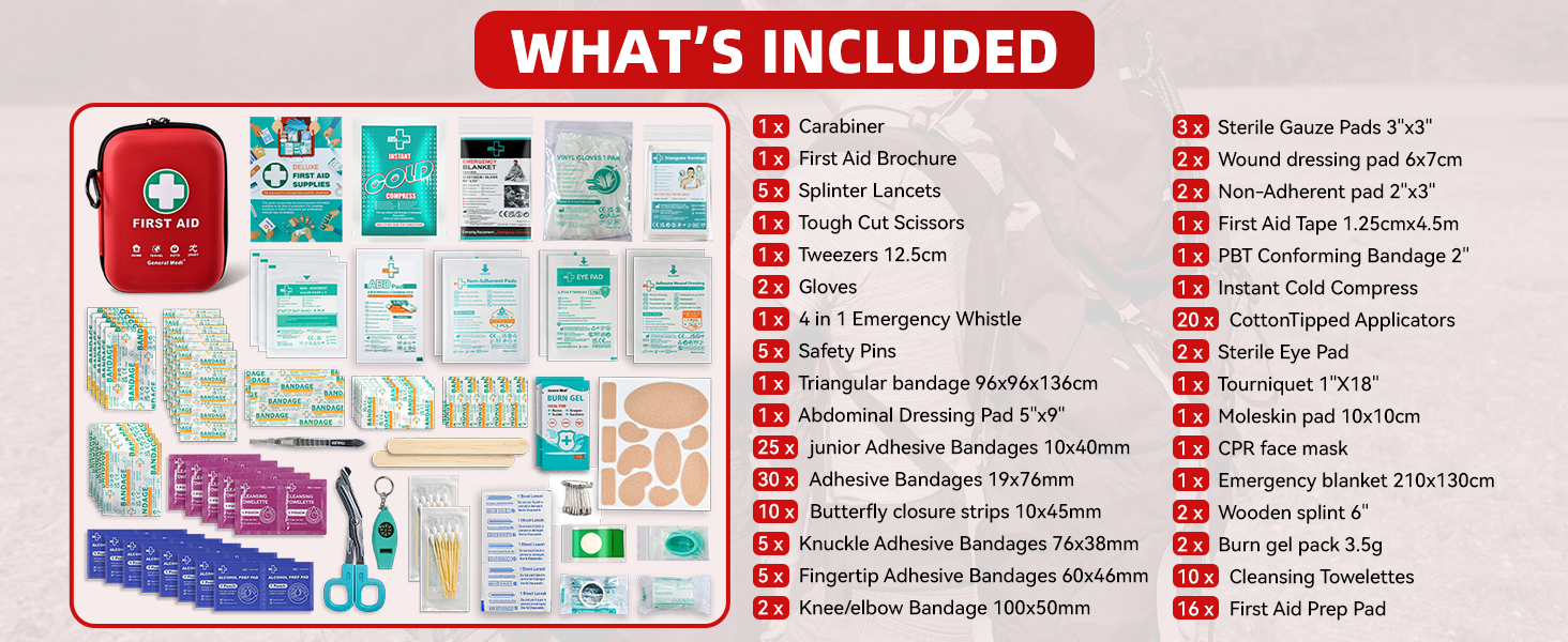 First Aid Kit - 170 Pieces Hard Case and Lightweight - Includes Instant Cold Pack,Emergency Blanket for Travel, Home, Office, Vehicle