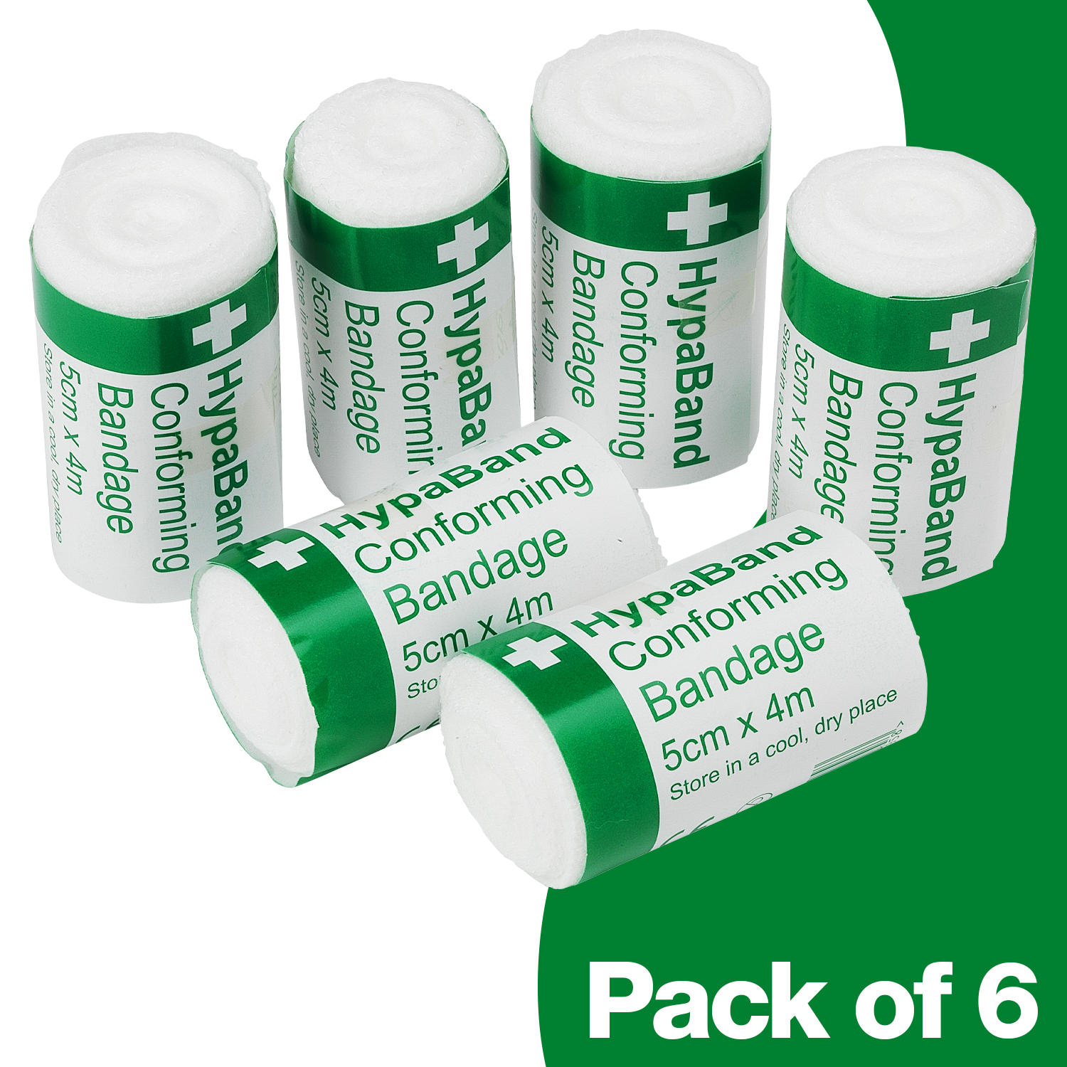 Safety First Aid HypaBand Conforming Bandages, 5cm x 4m, Pack of 6