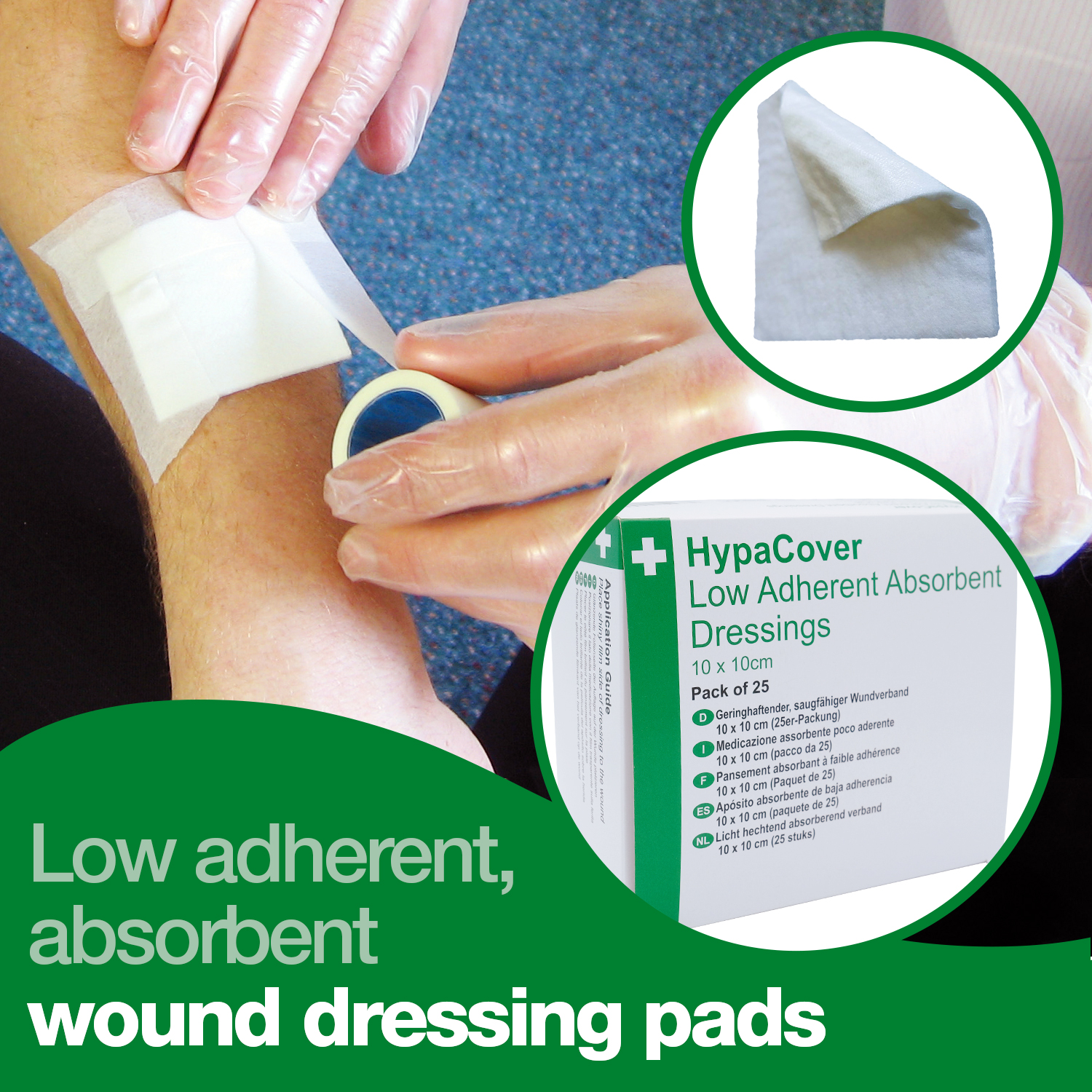Safety First Aid HypaCover Pack of 25 Low Adherent Dressing, 5cm x 5cm