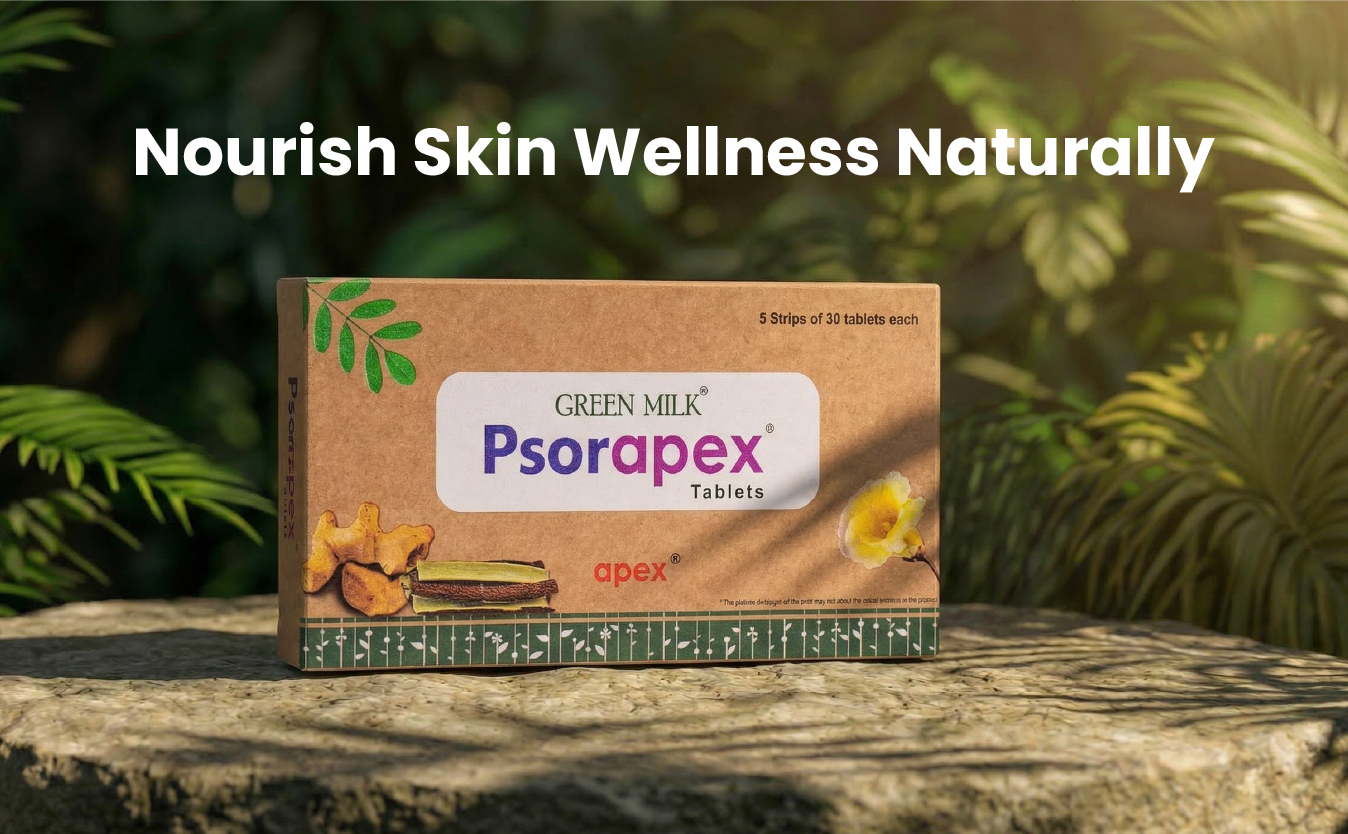 Green Milk Psorapex Tablets | Ayurvedic Skin Wellness Supplement | Supports Psoriasis-Prone Skin & Internal Balance | Helps Maintain Natural Detox & Immune Harmony | Herbal Care Formula | 5x30 Tablets