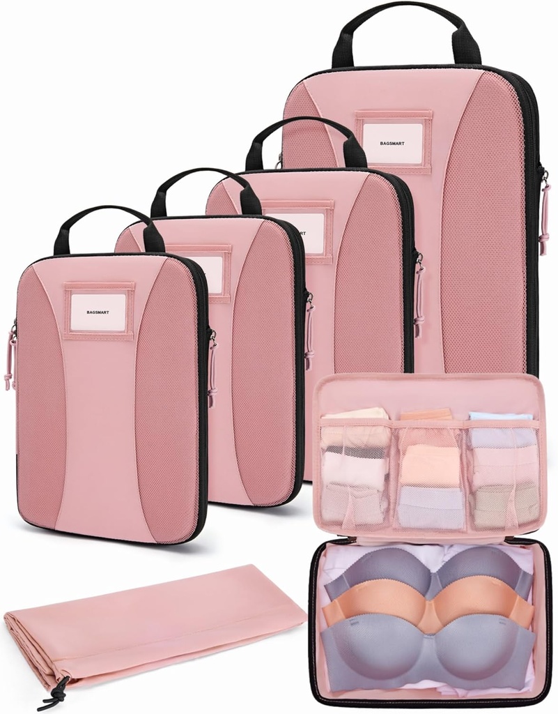 Cubi da imballaggio per compressione BAGSMART, 6 Cubi da imballaggio PCS per valigette, Organizzatore di borse da viaggio per bagagli, Cubo da imballaggio leggero per essenziali da viaggio