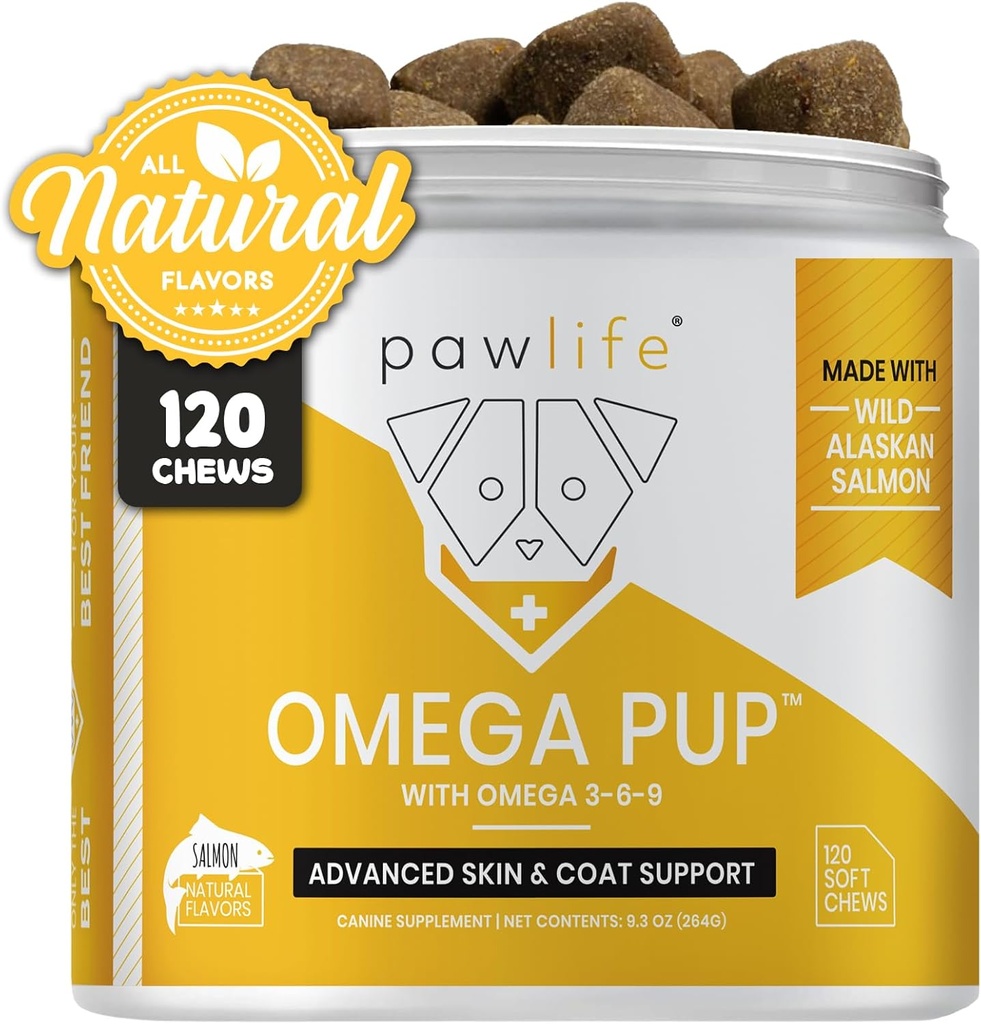 Integratori di olio di pesce del cane - 120 Omega 3 Fish Oil Dog Vitamine, Veterinaria Formulato Itching Relief per cani, Natural Omega 3 Fish Oil per cani, Dog Skin e Coat Supplement (Salmon Flavor)