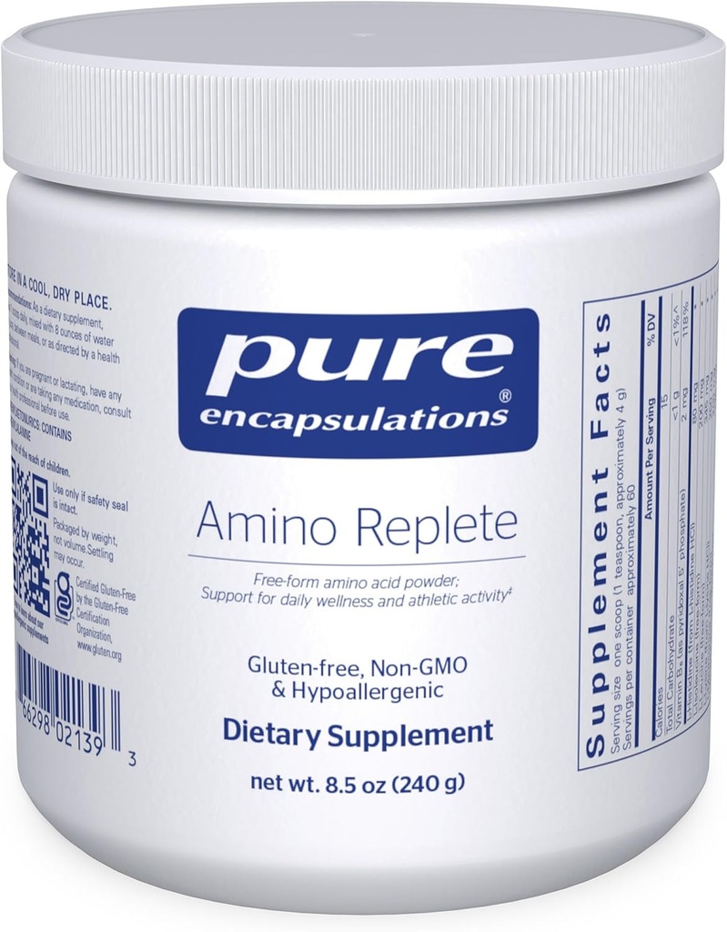 Pure Encapsulations Amino Replete | Supplemento della polvere di amminoacidi anallergici a forma libera | 8.5 Polvere di once