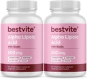 Acido alfa lipoico 600mg (per capsula) con Biotina per aumentare l'assorbimento (240 capsule vegetariane) (2 x 120) No Filler - No Stearates - No Flow Agents