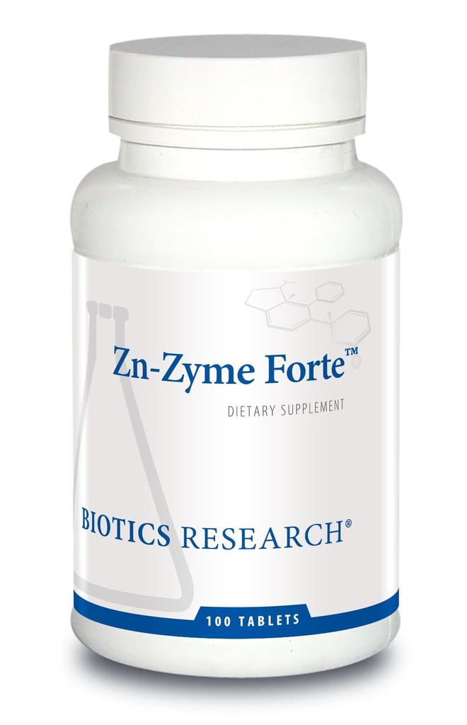 Ricerca biotica Zn-Zyme Forte 25 mg Zinco, Supporto del sistema immunitario, Funzione cellulare ottimale, Tablet-Based con antiossidanti aggiunti. 100 compresse
