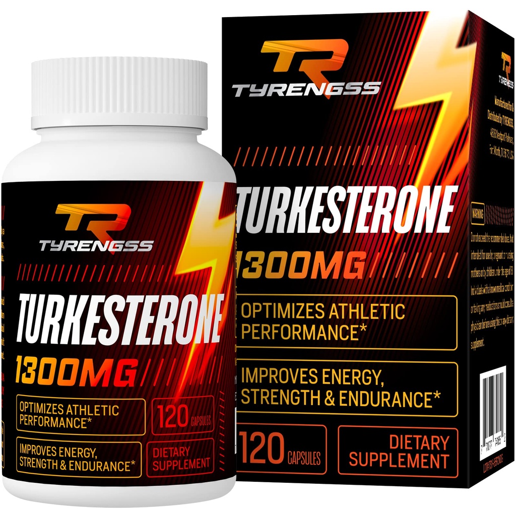 Testosterone Booster, supplemento di Turkesterone 1300mg Ultra ad alta resistenza (Ajuga Turkestanica estratto Std. to 20% testosterone), per prestazioni atletiche e massa muscolare, 120 capsule