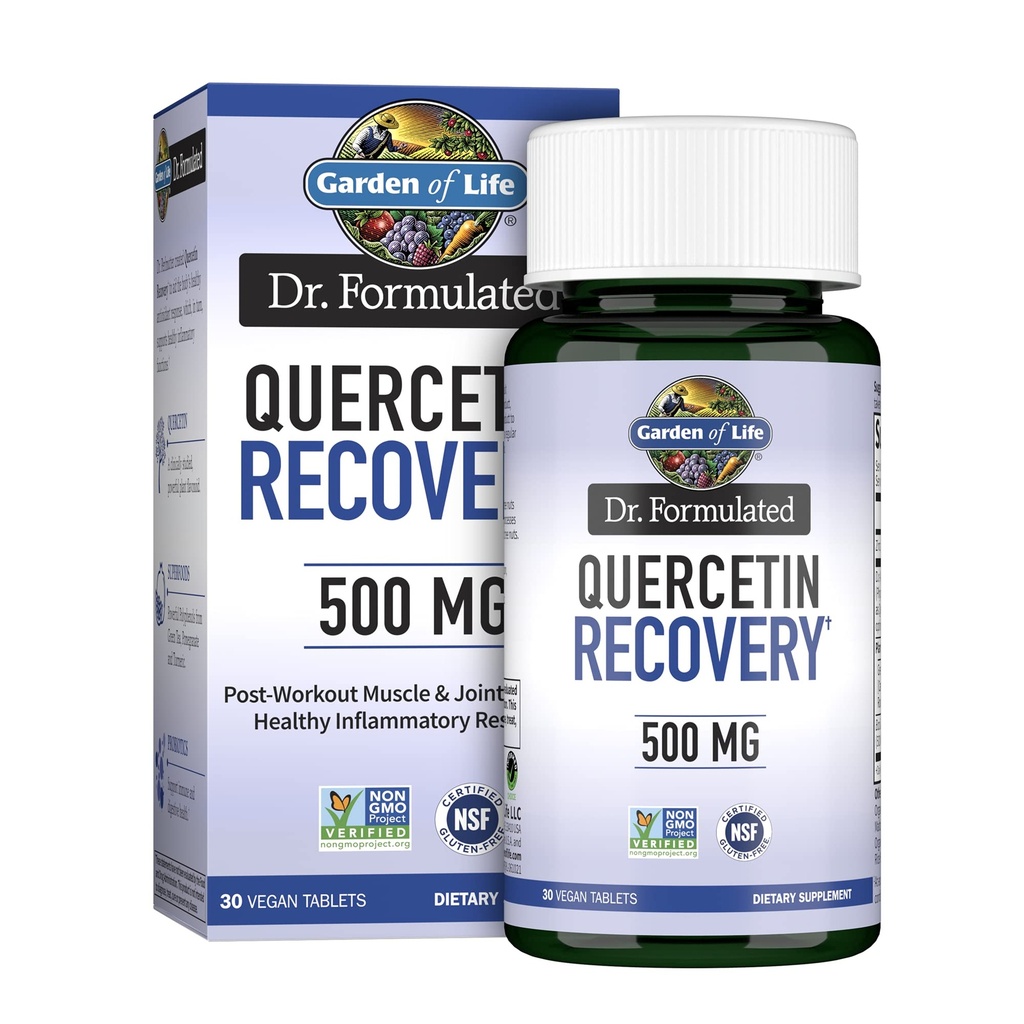 Giardino di vita Quercetin Post Workout Recupero con zinco, Turmeric & Green Tea – Dr Formulated – Salute risposta infiammabile & Joint Support - Gluten Free e Non OGM – 30 compresse
