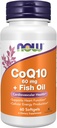 NOW Integratori alimentari, CoQ10 60 mg con Omega 3 Fish Oil, Salute cardiovascolare*, 60 Softgels