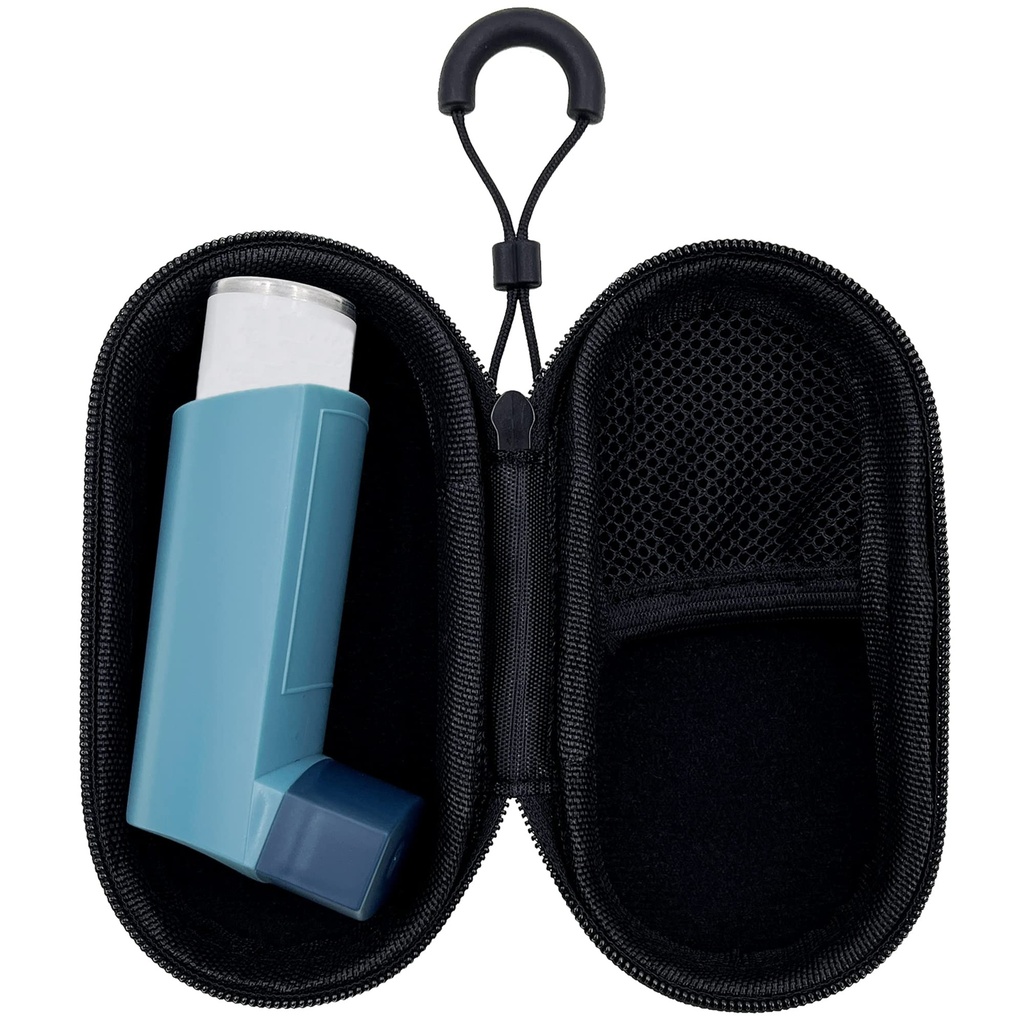 Custodia da viaggio per Asthma Inhaler, custodia compatta per Handy Inhaler per adulti e bambini (solo cassa) (nero)