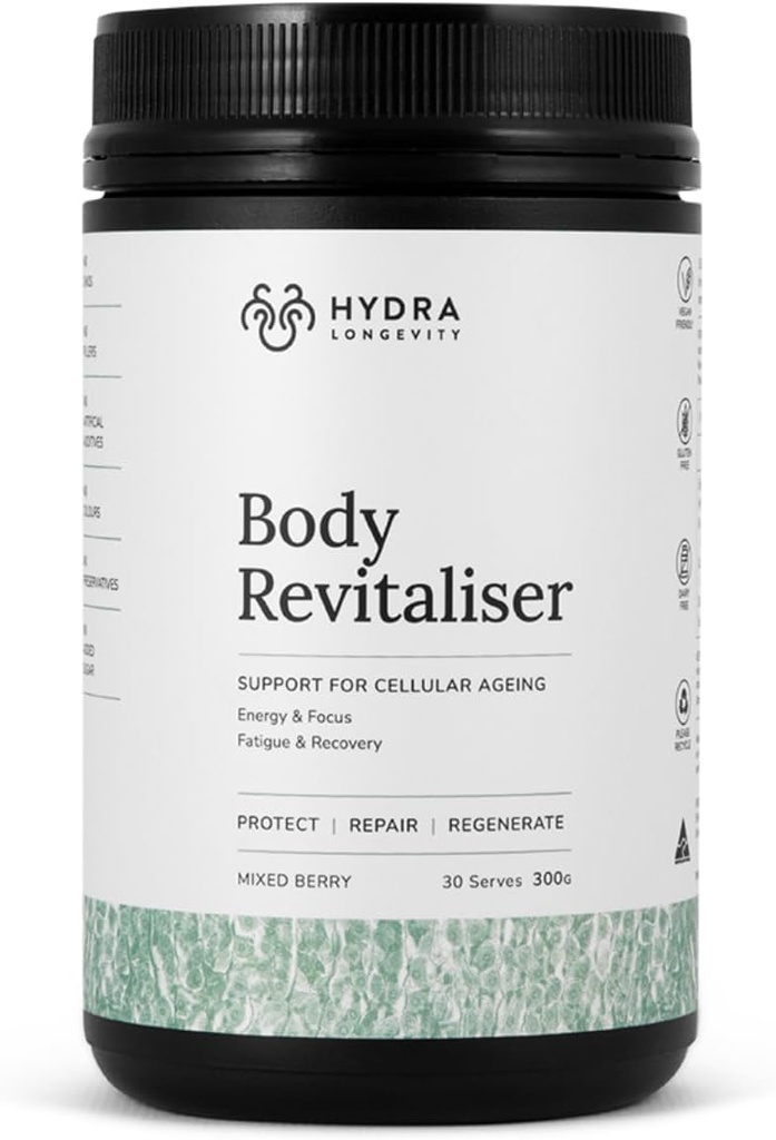 Body Revitaliser Organic Superfood Powder Health Supplement, 49 Ingredient Smoothie Mix with Prebiotics, Chlorella, Reishi, Vegan, Non OGM, Gluten-Free 300 Grams (30 Serve)