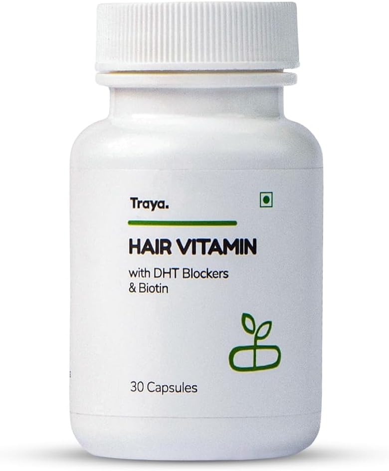Capsula di Vitamine di Capelli, Blocco DHT naturale & Biotin Capsule per la crescita dei capelli, Controllo caduta dei capelli, Contiene 12 mcg Biotina, Vitamina, Ferro, Omega 3 & Bhringraj (30 Multivitaminici per capelli)