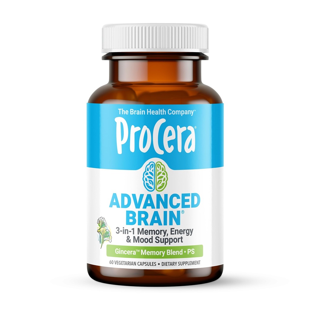 Procera Advanced Brain - Fast Acting - Ingredienti Supportati da 100+ Studi - Migliorare la Memoria, Richiamo - Concentrazione - Clears Fog - Clarity Mentale - Slows Cognitive Decline - 60 Count