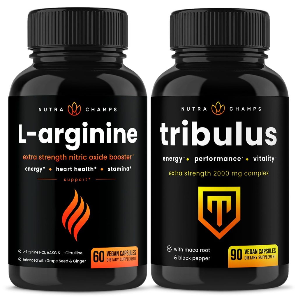 NutraChamps L-Arginina Capsule e Tribulus Capsule 2 Pack Bundle