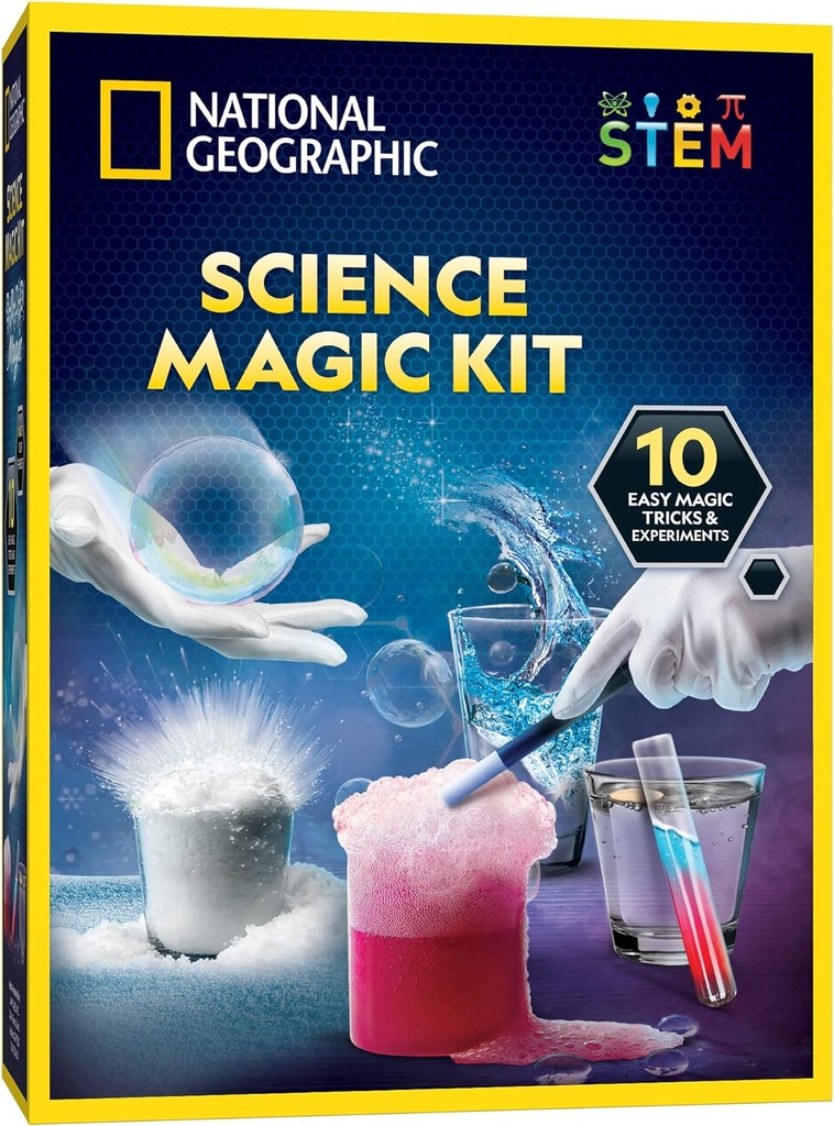 National Geographic Magic Chemistry Set – Kit Scienza per bambini con 10 incredibili trucchi magici, progetti STEM e esperimenti scientifici, giocattoli scientifici, grande regalo per ragazzi e ragazze 8-12