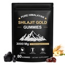 Shilajit Gummies, Pure Himalayan Shilajit Gummies Oro, Non Aggiunto Zucchero Non OGM 100% Naturale & Organico, Ashwagandha, Gokshura| Acido Fulvic & 85+ Minerali di Traccia per Uomini, Donne | 60 Gummy