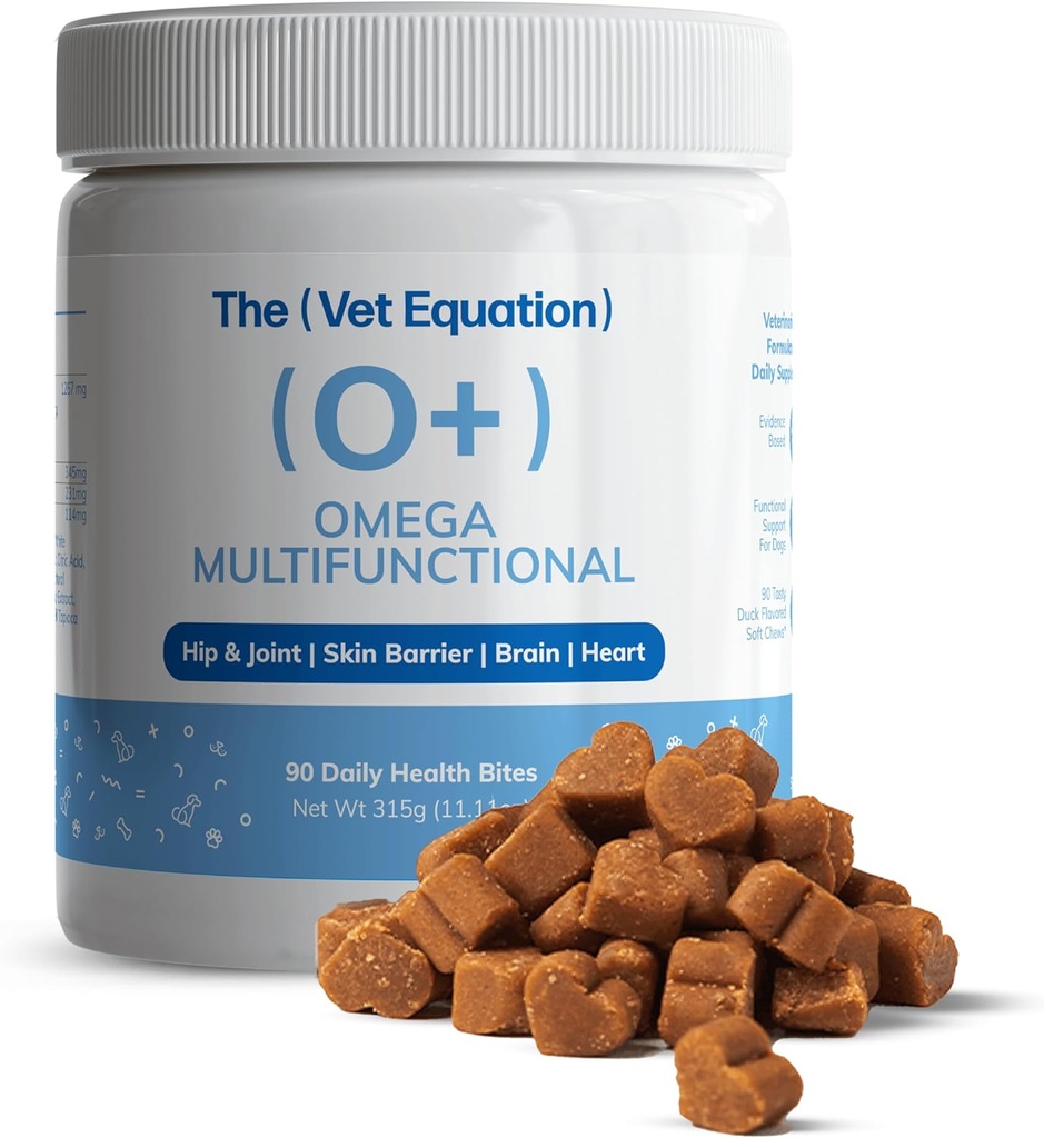 Omega Multifunzionale per cani – Duck-Flavored, 90 Chews – con Marine Sourced Omega-3s – Supporta Joint, Skin, Coat & Immune Health