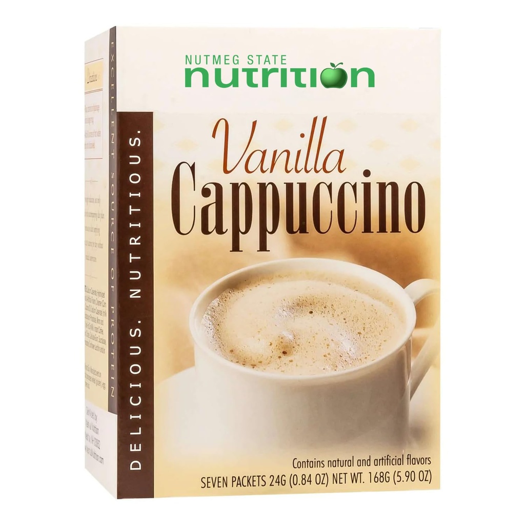 Nutmeg State Nutrition HealthyWise - High Protein Diet Drink - Perdita di peso Cappuccino - 15g Protein - Bassa Calorie - Carbo basso - Basso zucchero - 7 Serve per scatola (Vanilla Cappuccino)