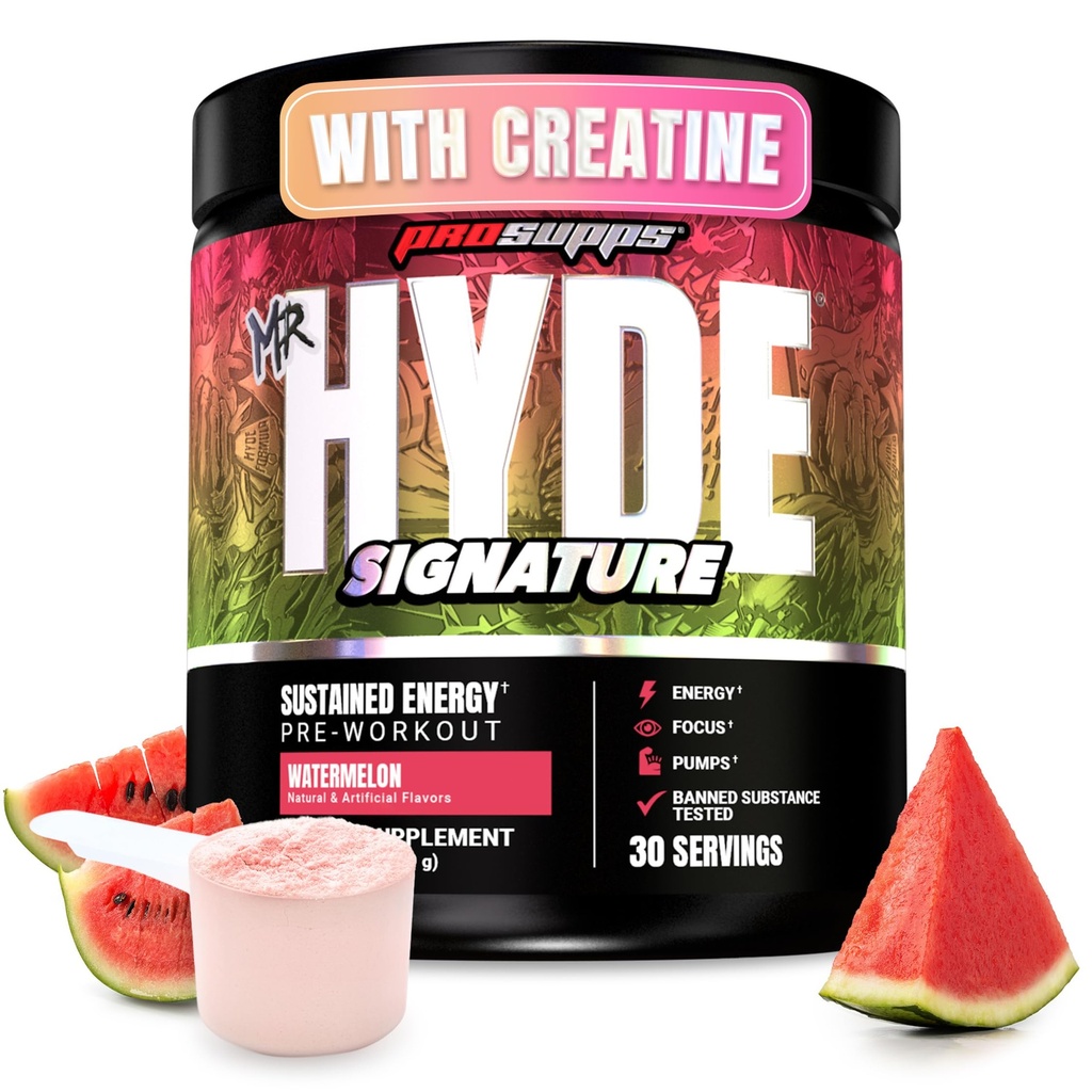 ProSupps Mr. Hyde Signature Pre Workout Powder with Creatine, Beta Alanine & Caffeine - Performance, Energy & Endurance - Clean Fitness & Gym Supplements for Men & Women (Watermelon, 30 Servings).