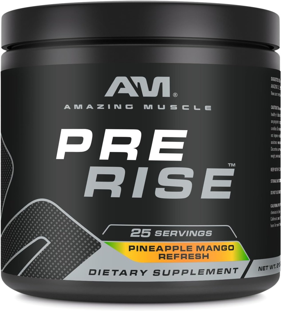 Incredibile Muscolo Pre Rise | Pre-Workout Powder Supplement con Caffeina e Beta-Alanina per Uomini e Donne | 25 Serve (25 Serve, Ananas Mango Refresh)