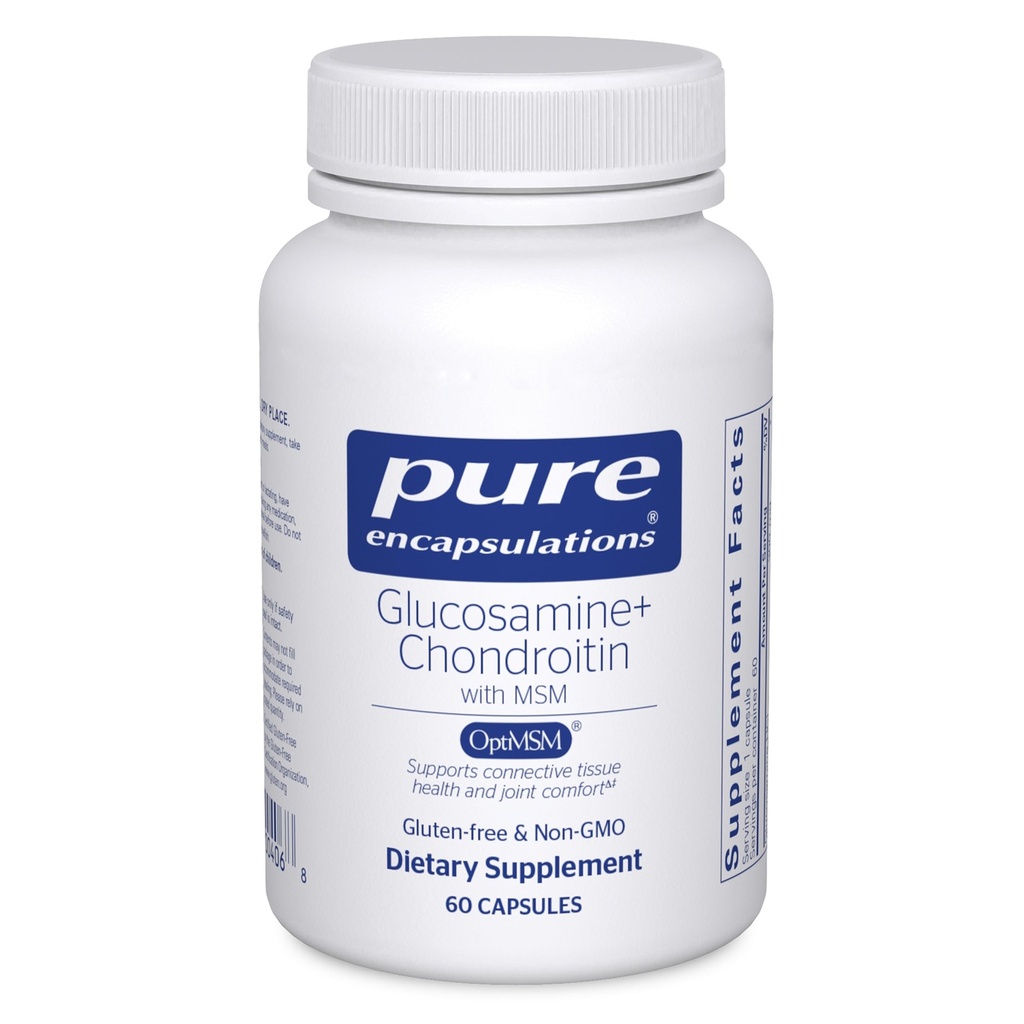 Pure Encapsulations Glucosamine Chondroitin con MSM - Supporta la formazione di cartilage e salute comune* - Mantiene l'attività di enzima - Gluten-Free & Non-GMO - 60 capsule
