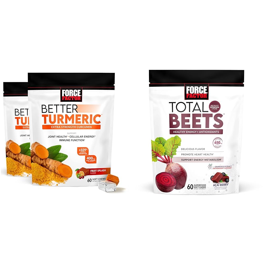 Fattore di Forza Migliore Turmeric 120 Cuciture morbide & Totale Beets 60 Cuciture morbide Bundle per la salute comune e del cuore