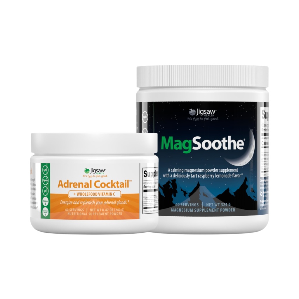 Jigsaw Health Bundle | Cocktail surrenale, 60 Servings (Jar), e MagSoothe (Raspberry Lemonade), 60 Servings (Jar)