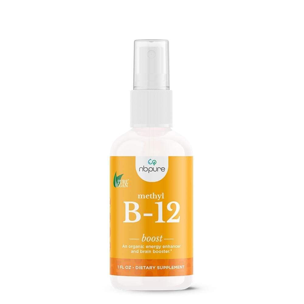 nbpure Organic & Vegan Vitamin Methyl B12 Spray – Energia naturale, Mood, & Nerve Supporto di sistema per donne, uomini, bambini – 500mcg Liquid Methylcobalamin Per Spray