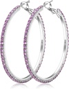 925 Sterling Silver Orecchini grandi strass Hoop Orecchini Big Cubic Zirconia Hoop Orecchini strasss rotondo cerchio orecchini per le donne 20/30/40/50/60/70mm Cerchi scintillanti con cristalli per le donne