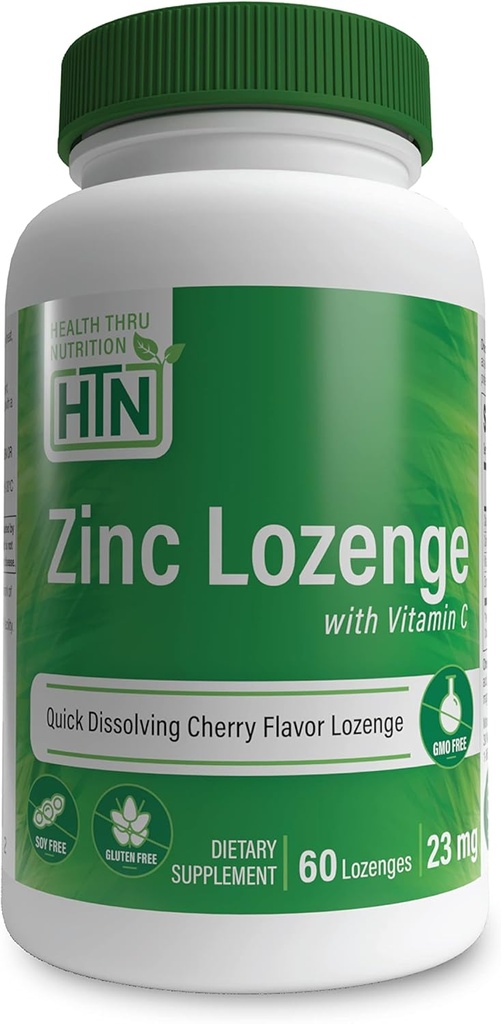 Salute Thru Nutrition Zinc Lozenge con Vitamina C | Zinc 23mg Vitamin-C 30mg | Natural Chery Flavor | Supports Healthy Immune Function | 3rd Party Tested | Non-GMO, Gluten & Soy Free (Pack of 60)