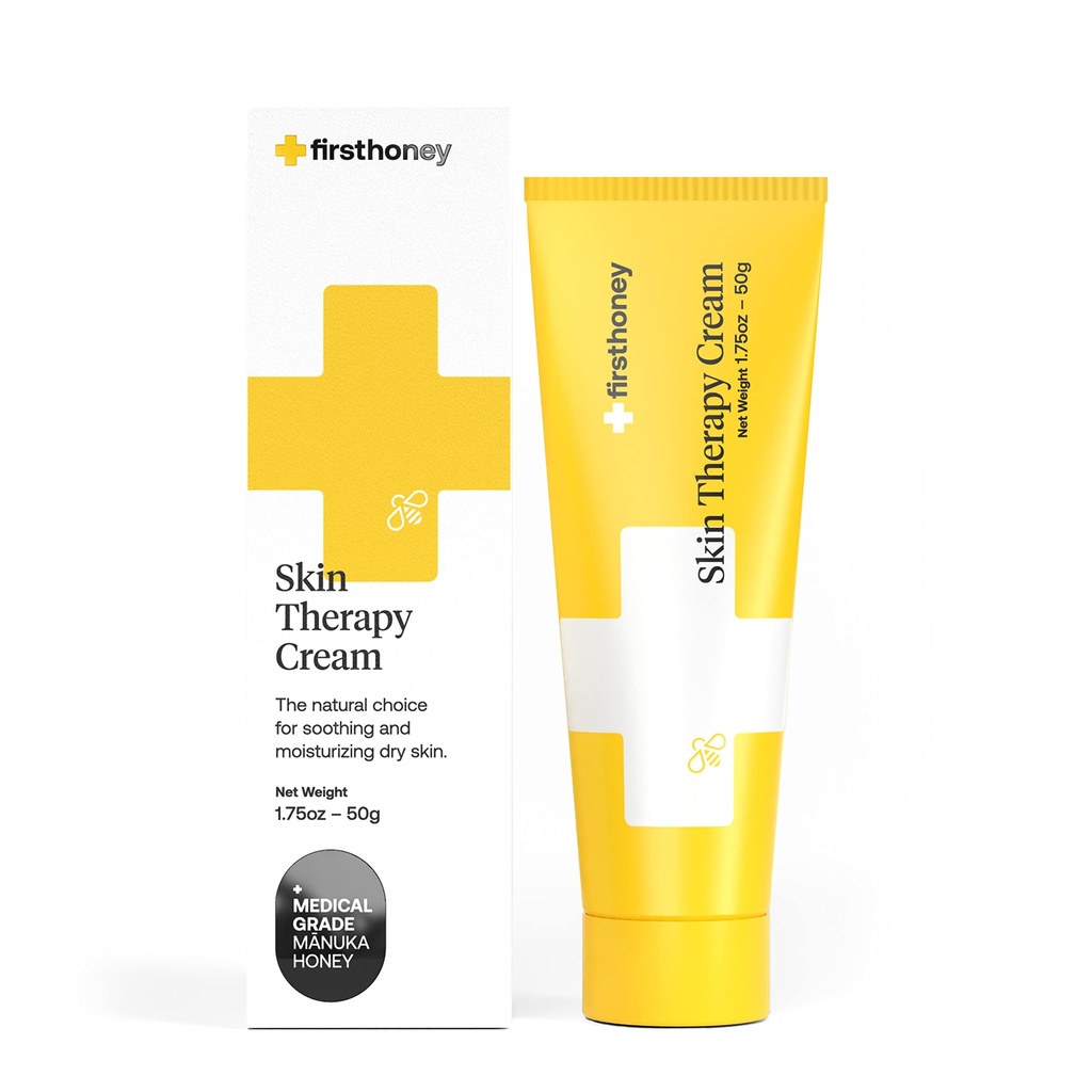First Honey® Manuka Honey Cream per pelle secca e prurito | Fast Relief per Eczema, Rosacea, Psoriasis, & Dermatiti | Natural & No Fillers | Sicuro per bambini e bambini | 1.75 oz