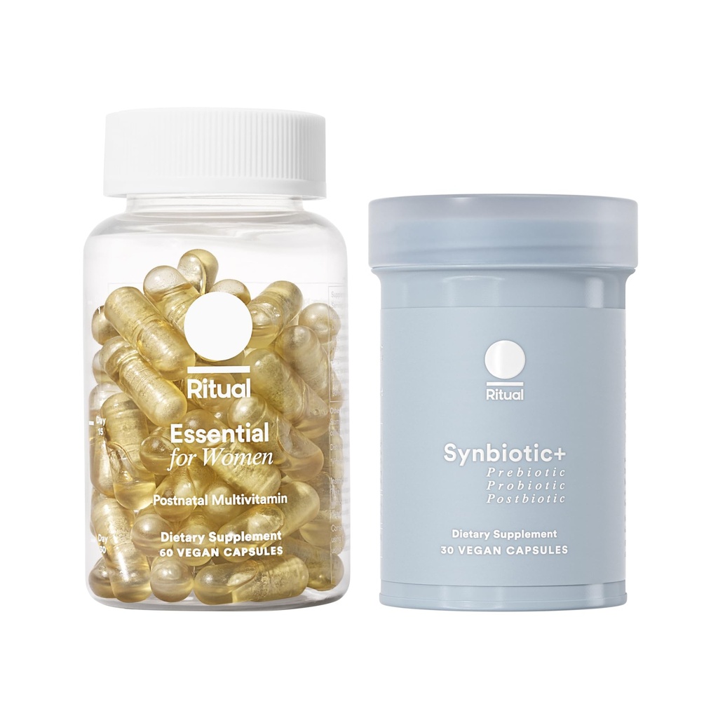 Rituale Multivitamina Postnatale e Gut Duo Integratori con Vitamine Postnatali e Synbiotic+: Probiotico 3-in-1, Prebiotico, Postbiotico, Supporti Lattazione e Salute Gut, Alimentazione 30 giorni