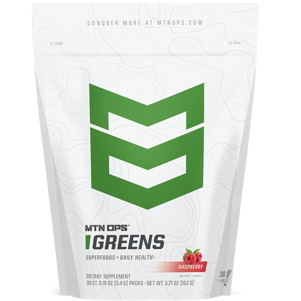 MTN OPS Super Greens Daily Immune Health and Energy Drink Powder – Digestive Health Support Blend Boosted with Chlorophyll-Rich Greens | 30 On-The-Go Packs | Basta aggiungere acqua