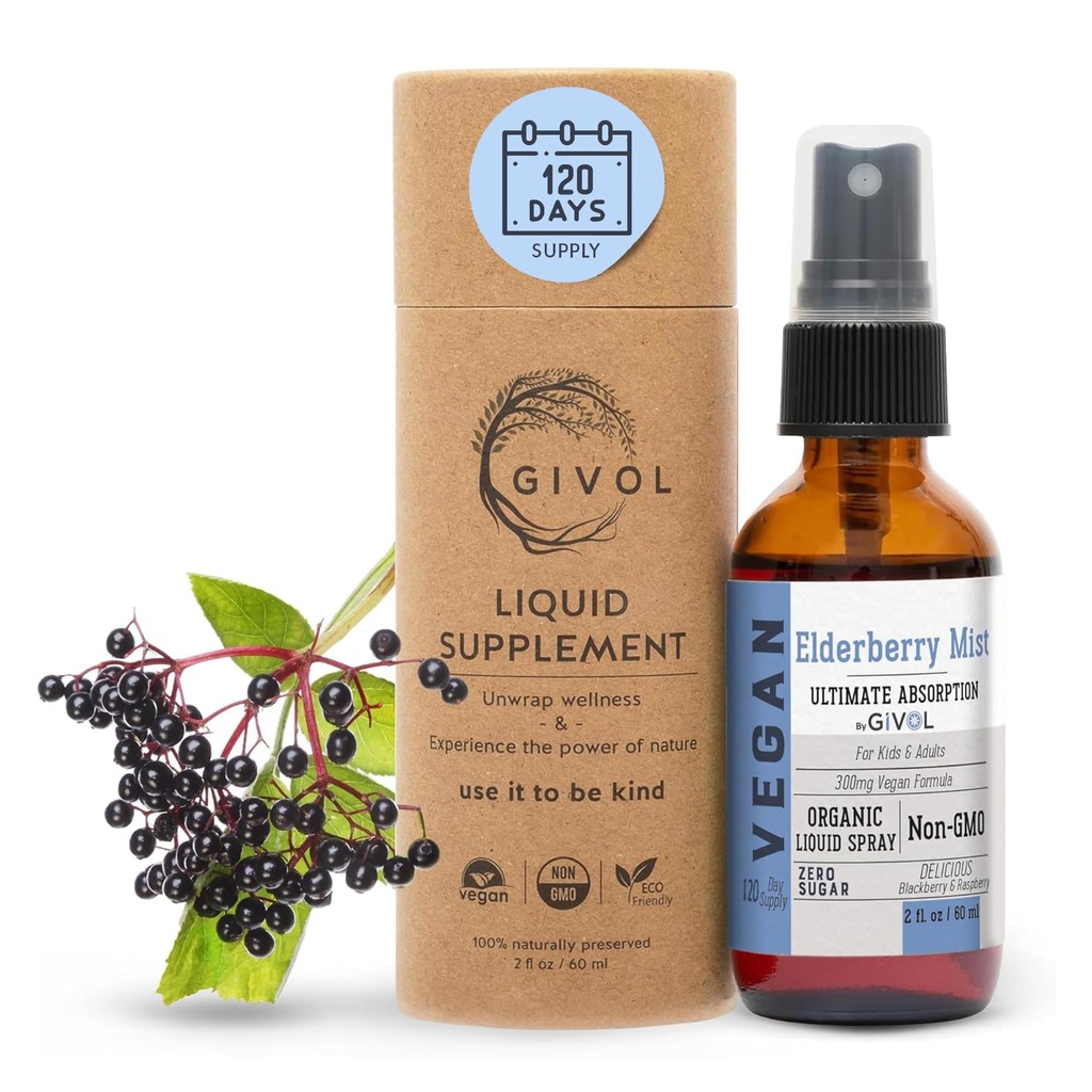 Estratto di liquido di misto di sambuco (Sambucus Nigra) – Boost immune ad alta resistenza per bambini e adulti – alti livelli di flavonoide, assorbimento facile, non OGM, Vegan – 120 giorni di alimentazione