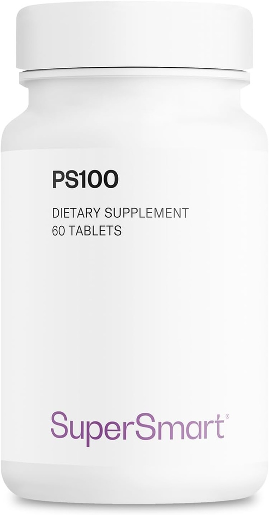 Supersmart - Supplemento PS100 300mg al giorno (Phosphatidylserine) - Salute e protezione del cervello - Supporto di memoria | Non-GMO & Gluten Free - 60 compresse